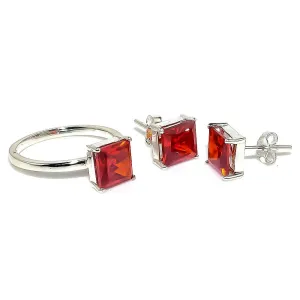 Topaz Gemstone Jewelry Set/Solitaire Stacking Rings For woman / 925 Silver Earrings Stud For girls/Designer's Band (Silver, 6.5)