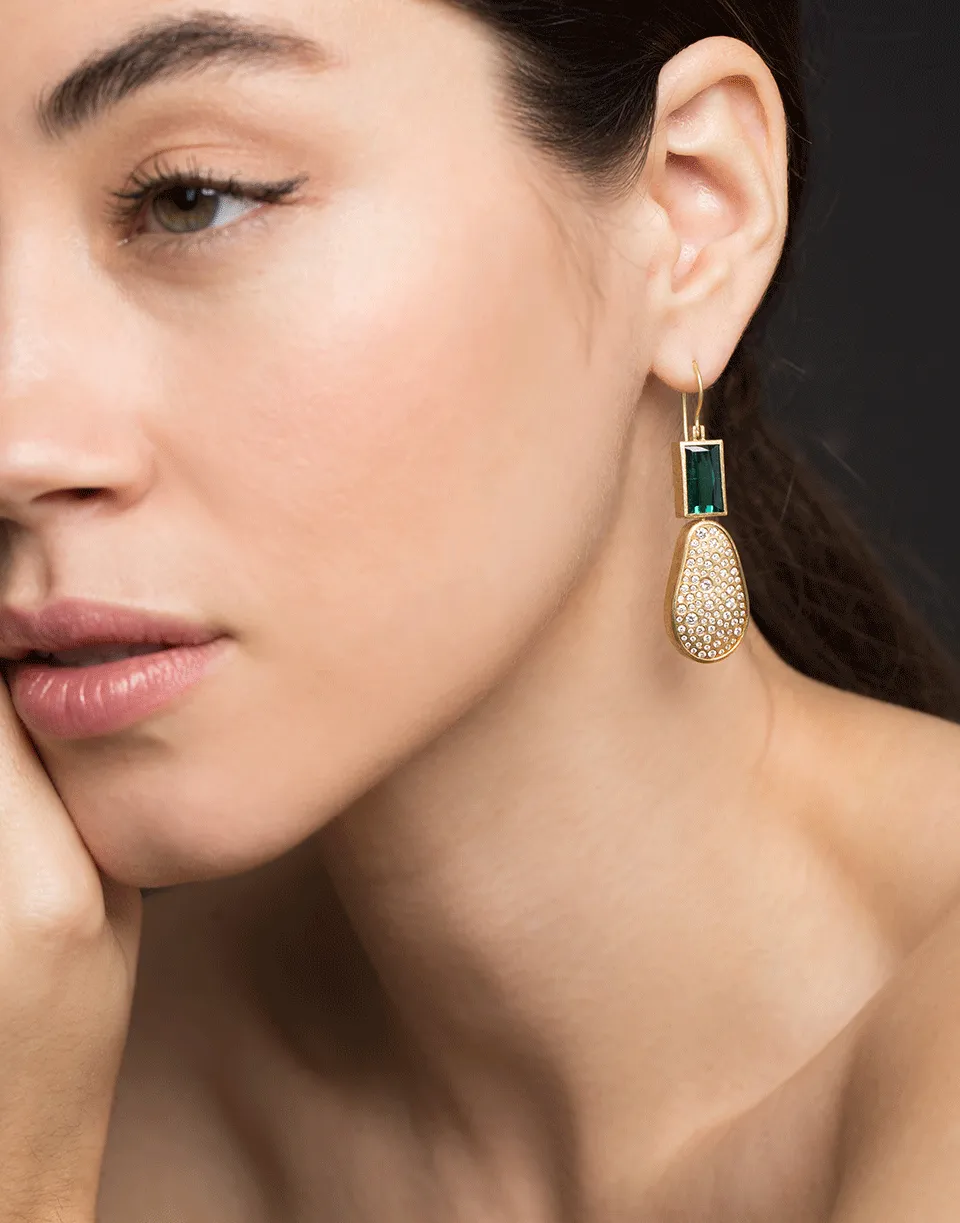 Tourmaline and Diamond Drop Earrings