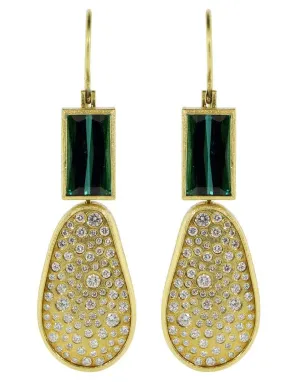 Tourmaline and Diamond Drop Earrings