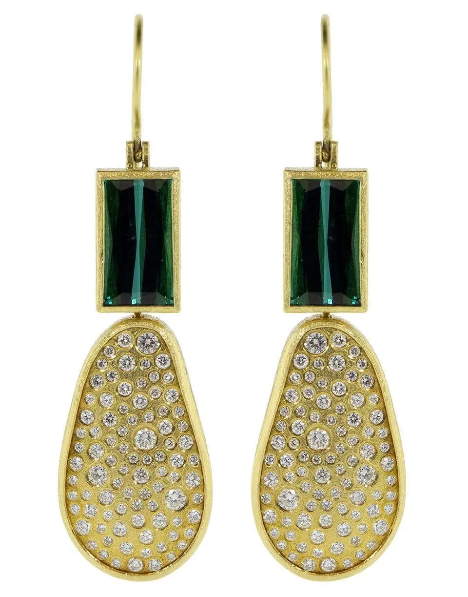 Tourmaline and Diamond Drop Earrings