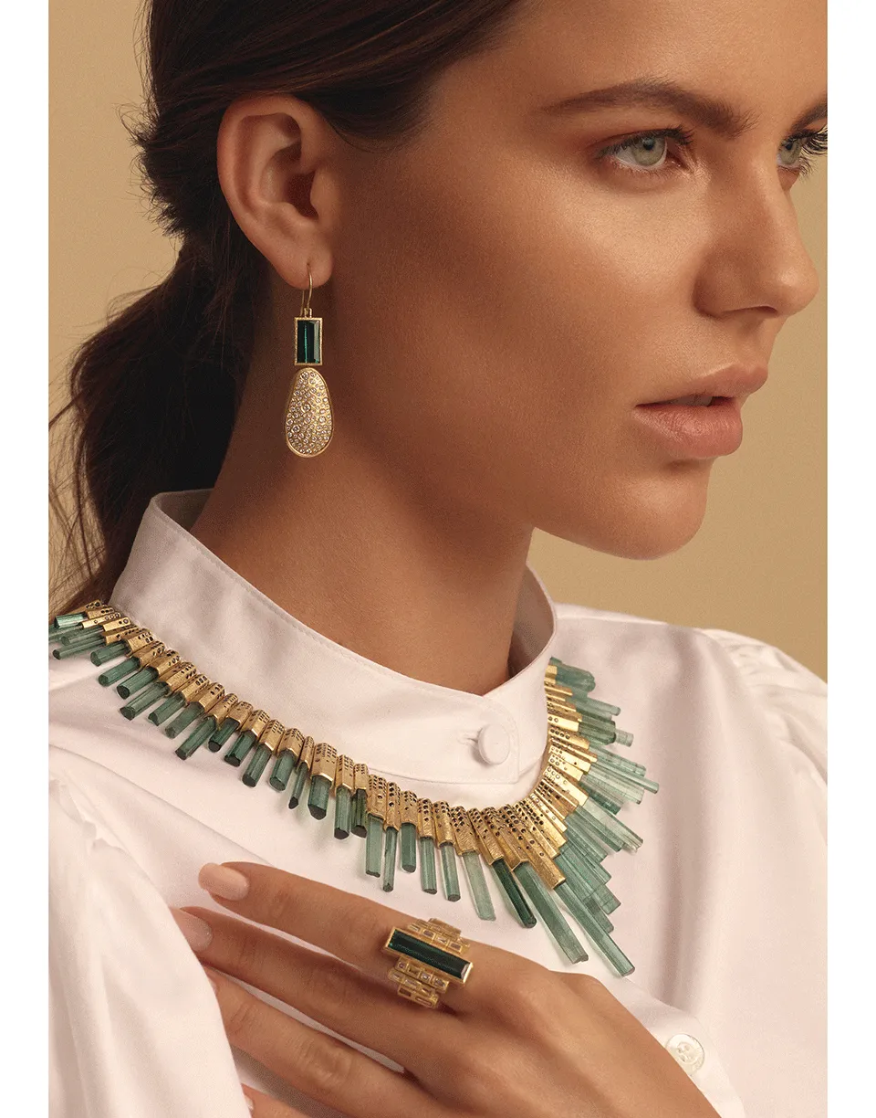 Tourmaline and Diamond Drop Earrings