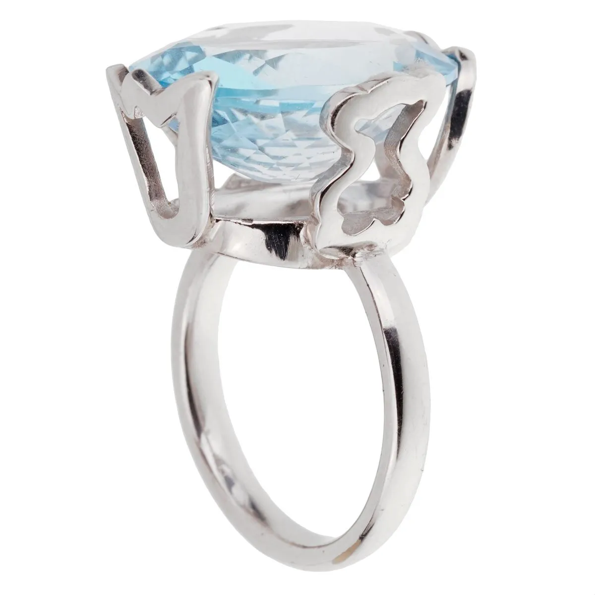 Tous 21ct Blue Topaz White Gold Cocktail Ring