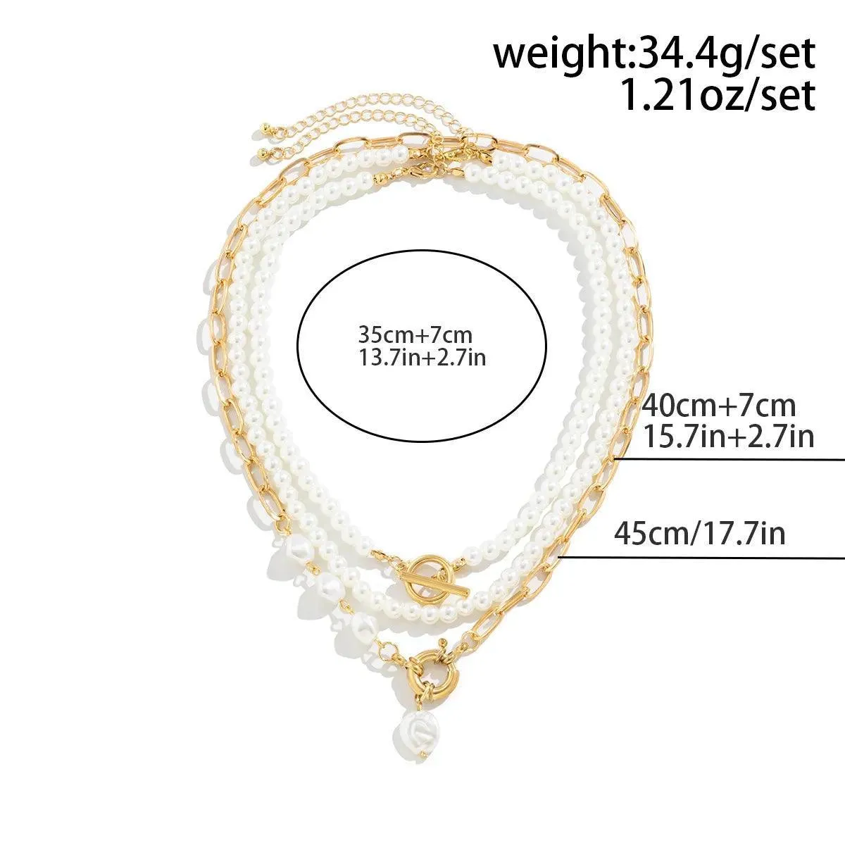 Trendy Elegant Imitation Pearl Multi-layer Necklace - Minimalism Beads Gold Color Choker Necklace For Girls