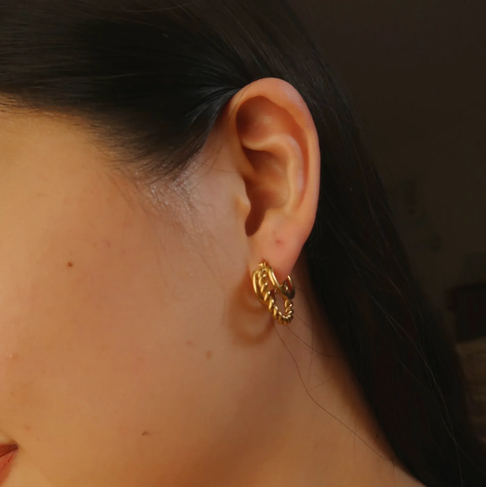 Triple Plain & Twist Hoop Earrings