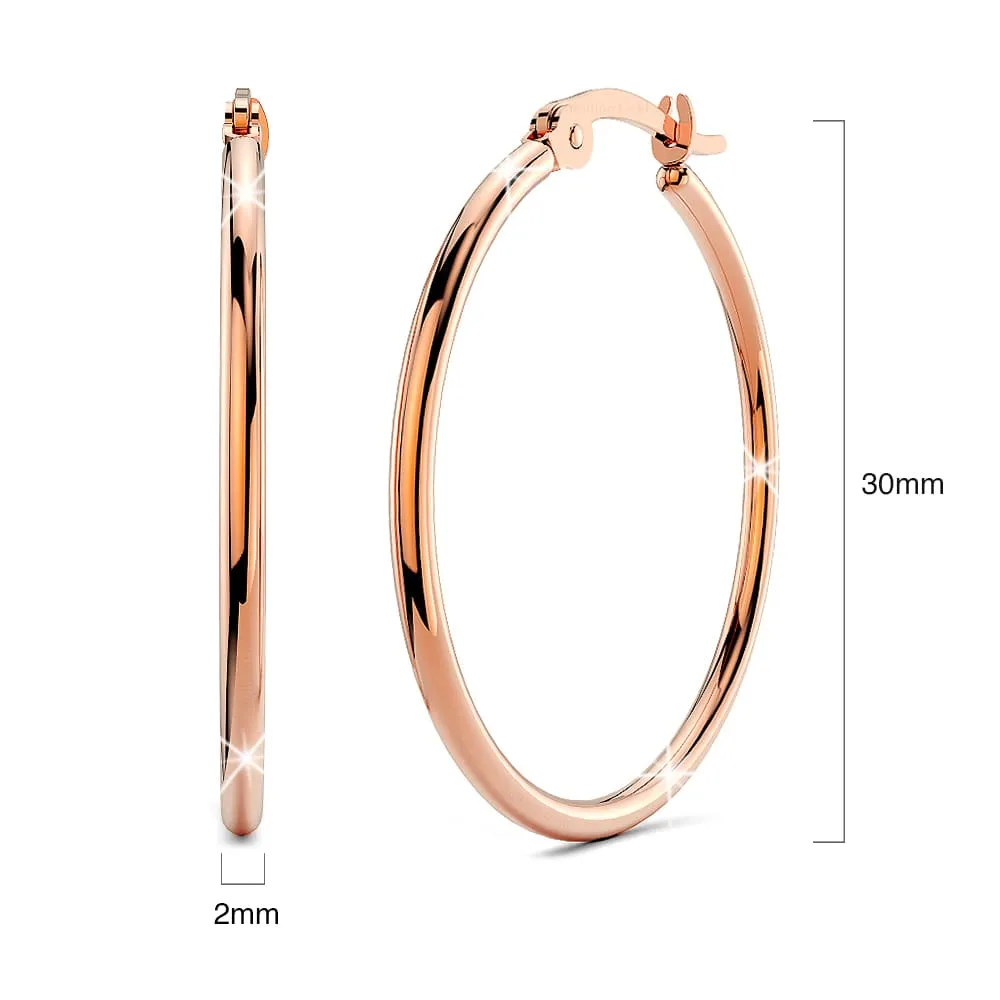 Trishia Hoop Rose Gold Layered Earrings 30mm