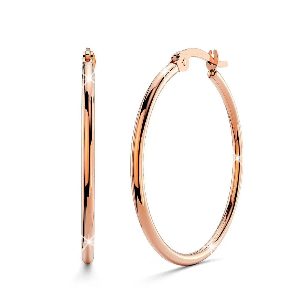 Trishia Hoop Rose Gold Layered Earrings 30mm