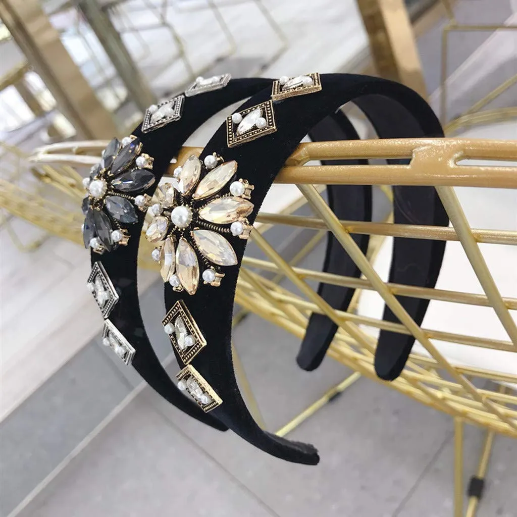 Turban Headbands for Women Beaded Hair Hoop Headband Handmade Jewelry Hair Bands Hair Accessories for Daily Festival