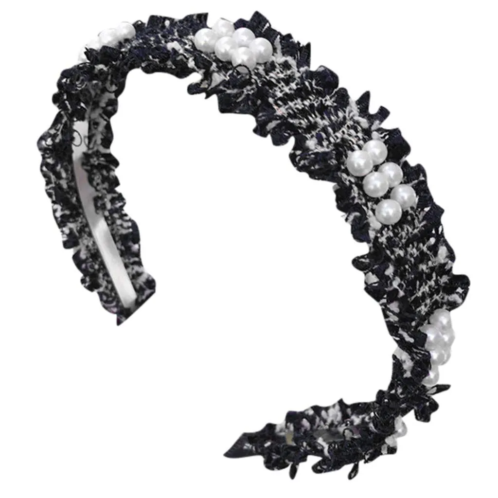 Turban Headbands for Women Pearls Knotted Head Bands Elastic Rhinestone Hair Bands Hair Accessories Jewelry