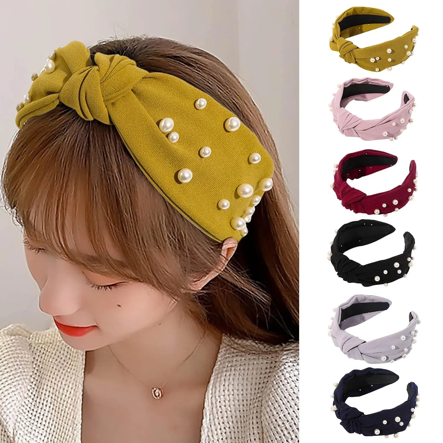 Turban Headbands for Women Vintage Flower Printed Headband Elastic Rhinestone Hair Bands Hair Accessories Jewelry