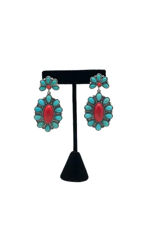 Turquoise & Red Earring