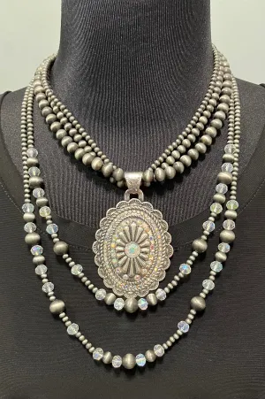 Two in One Navajo Pearl & Crystal Necklace Set