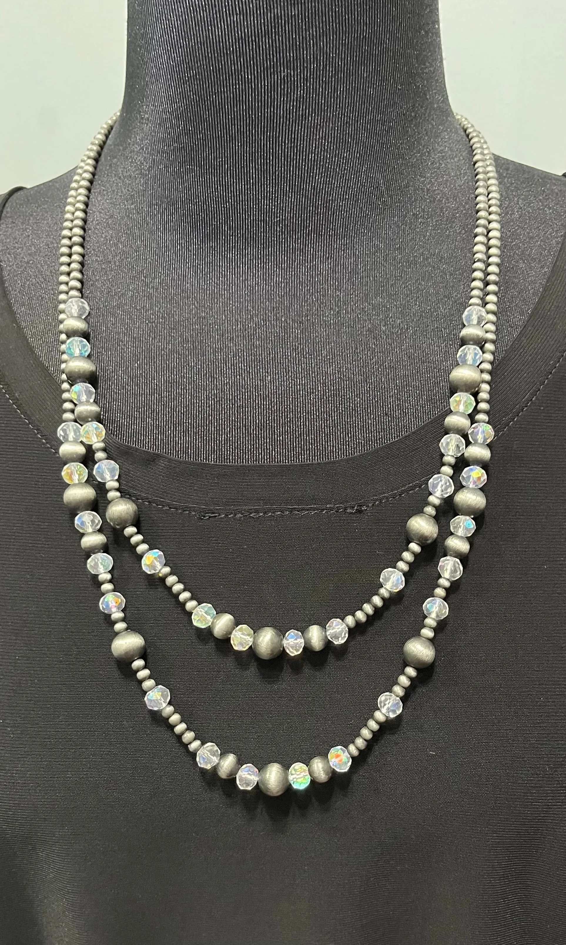 Two in One Navajo Pearl & Crystal Necklace Set