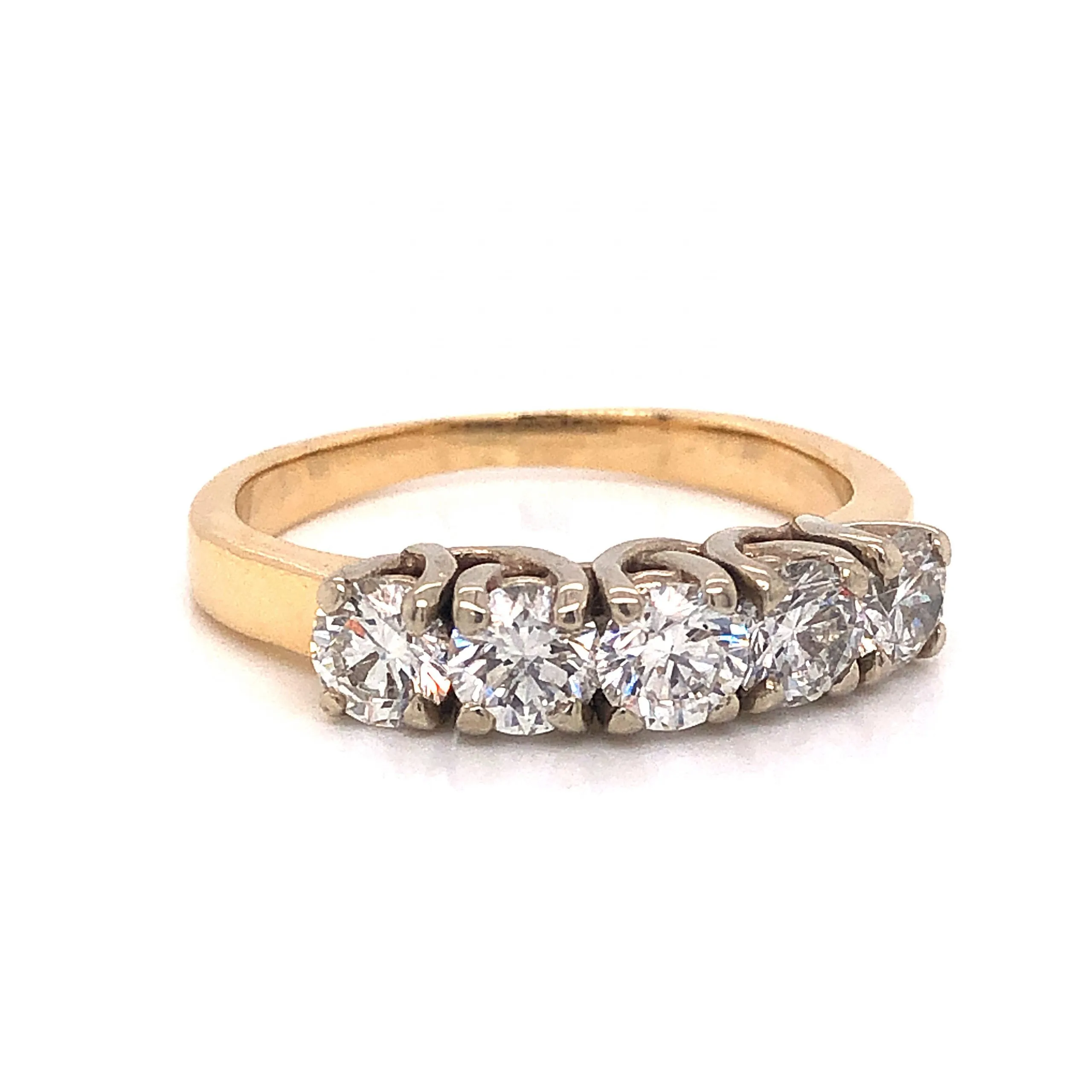 Two-Tone Five Stone Diamond Wedding Band in 14k Gold