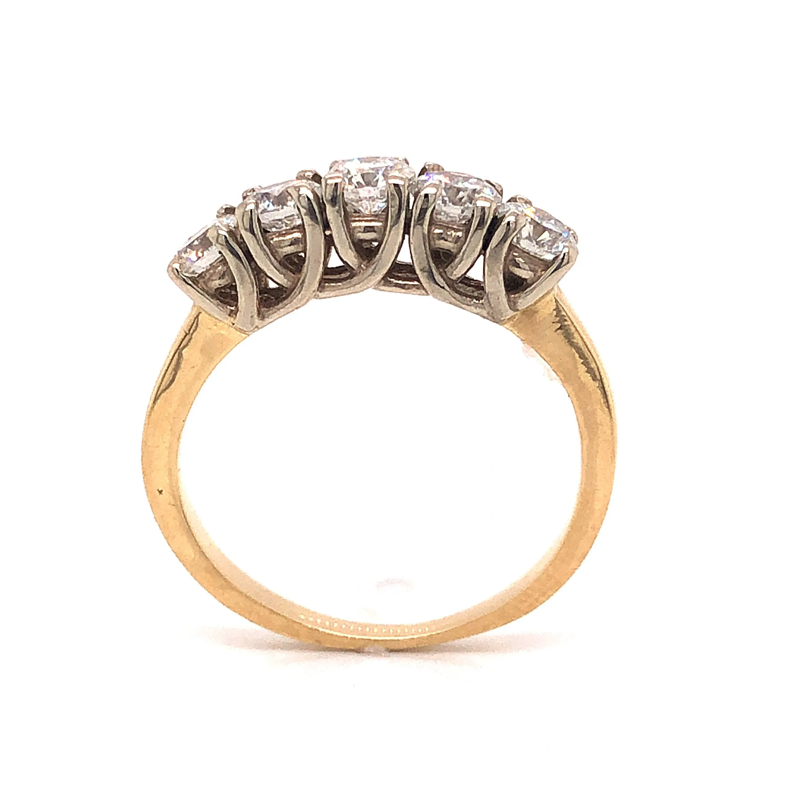 Two-Tone Five Stone Diamond Wedding Band in 14k Gold