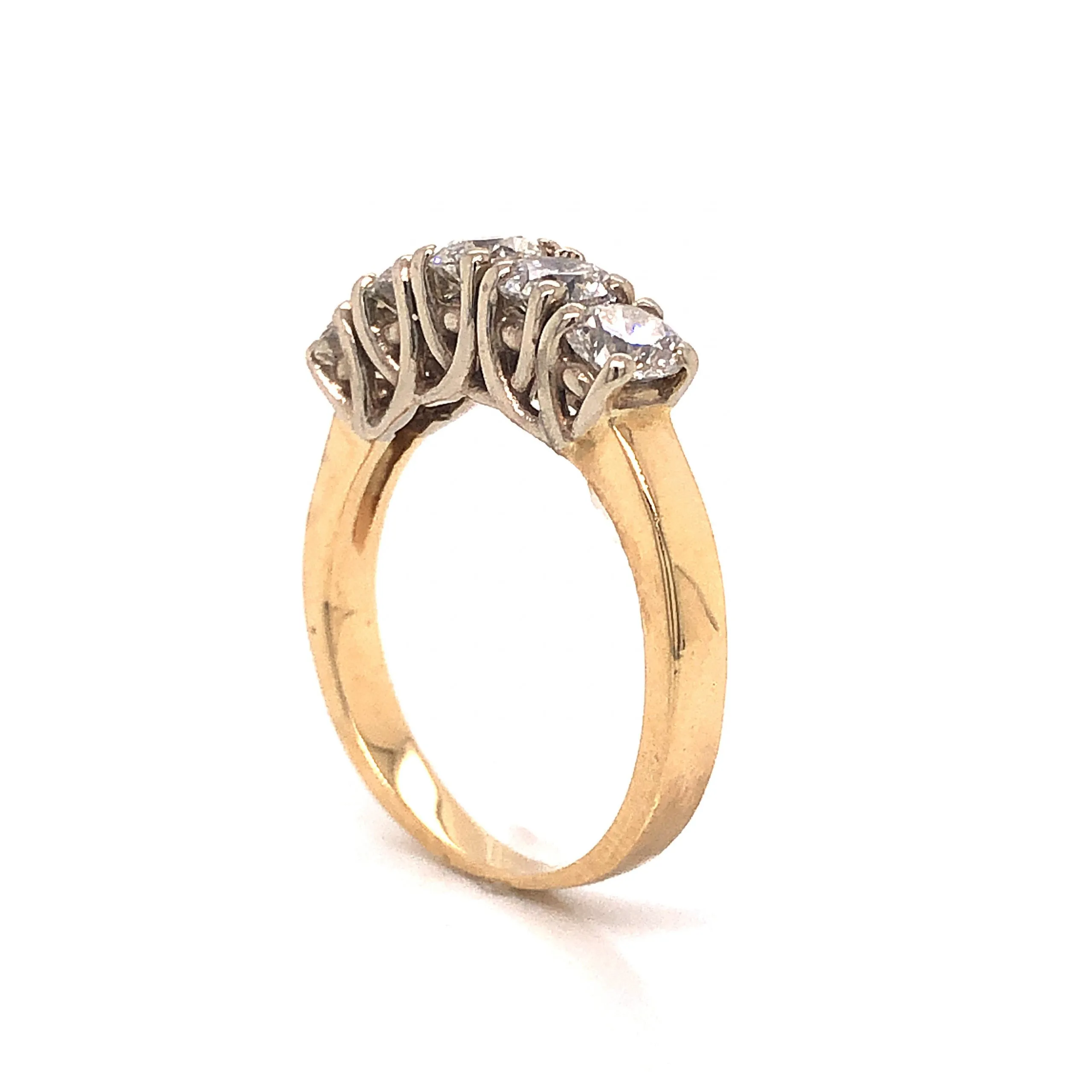 Two-Tone Five Stone Diamond Wedding Band in 14k Gold