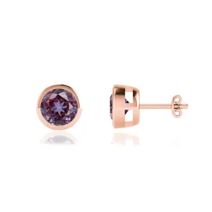 TYME - Bezel Edge Alexandrite Earrings 18k Rose Gold