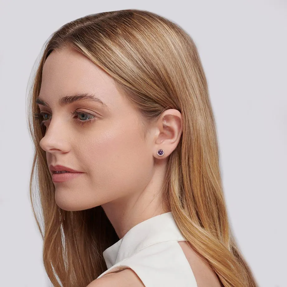 TYME - Bezel Edge Alexandrite Earrings 18k Rose Gold