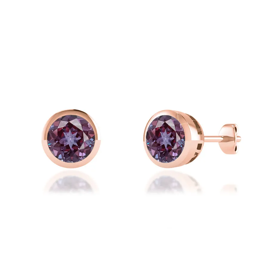 TYME - Bezel Edge Alexandrite Earrings 18k Rose Gold