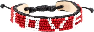 Ubuntu Life Beaded Leather LOVE Bracelet  Handmade Genuine Leather and Glass Bead Bracelet with Slide Closure, Stackable Bracelets for Women and Men