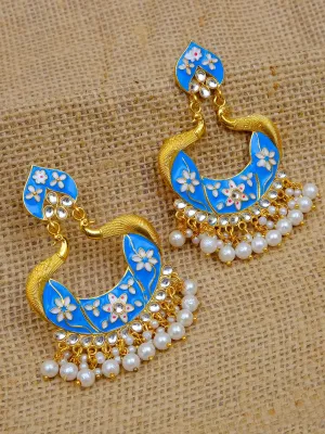 Unique Peacock Design Blue Earrings
