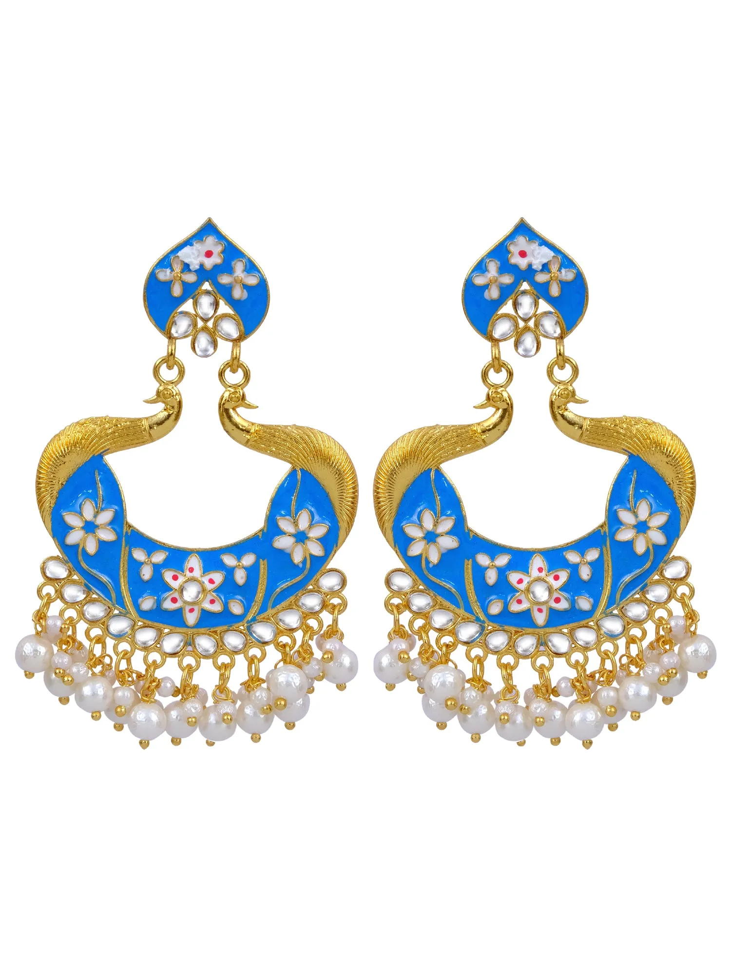 Unique Peacock Design Blue Earrings