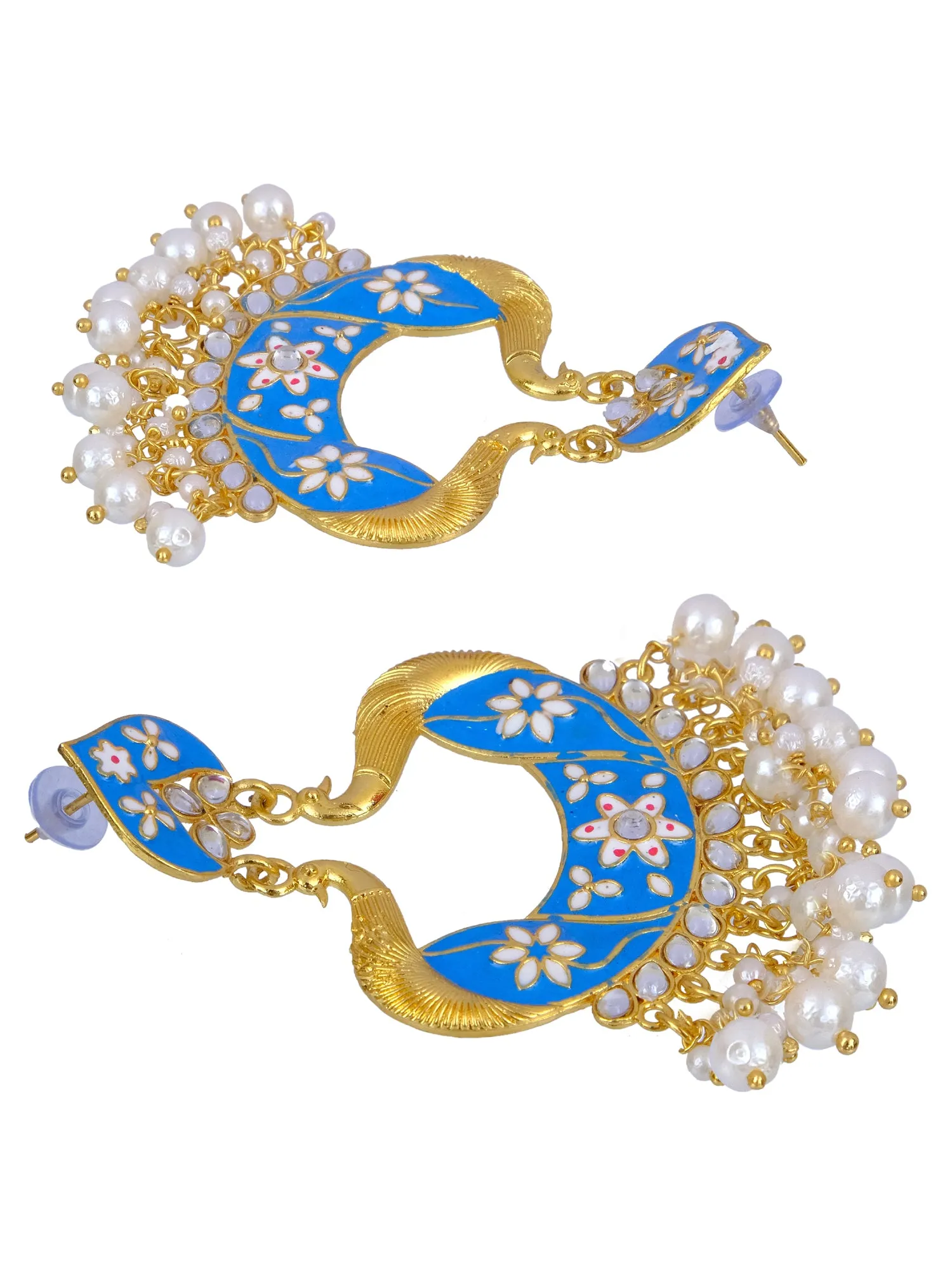 Unique Peacock Design Blue Earrings
