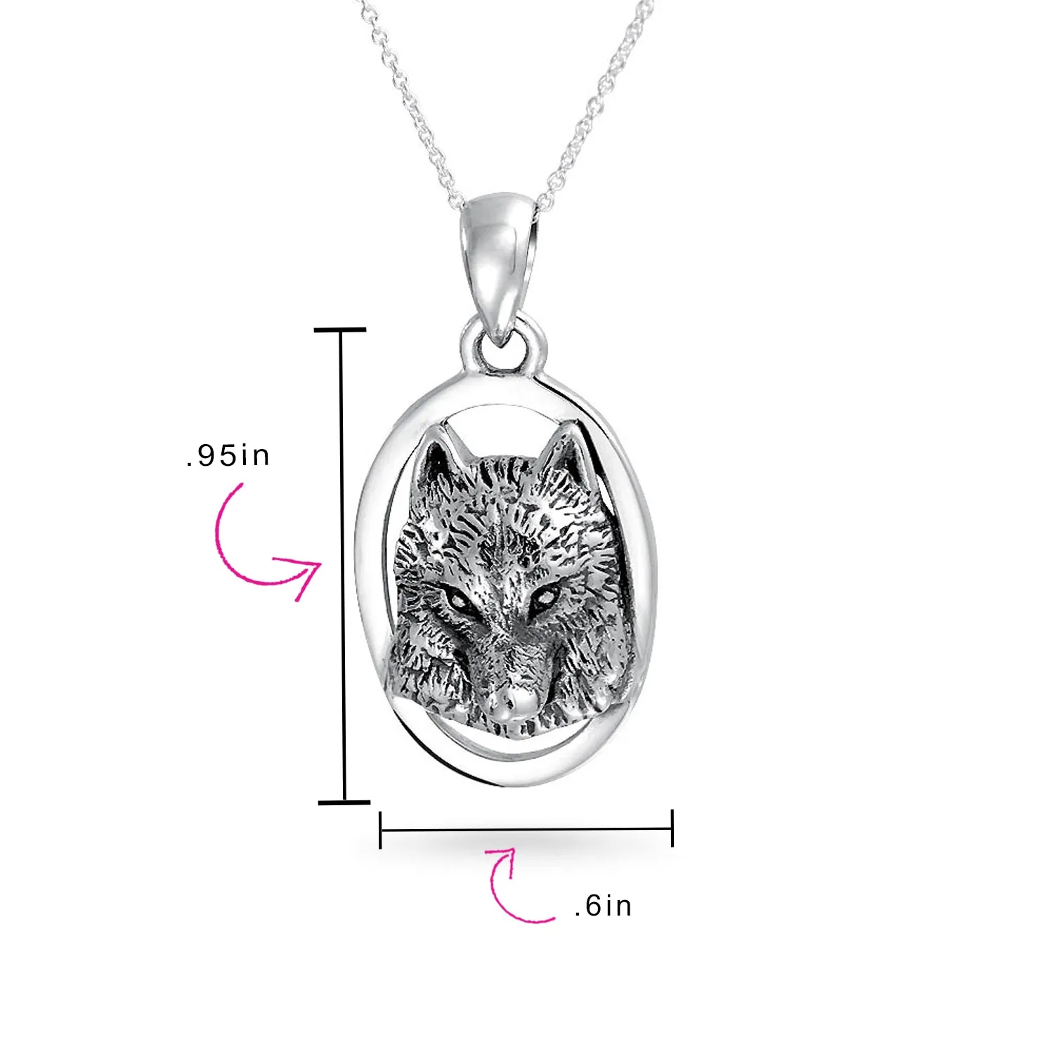 Unisex Oval Werewolf Pendant Necklace Sterling Silver Amulet for Teens & Men