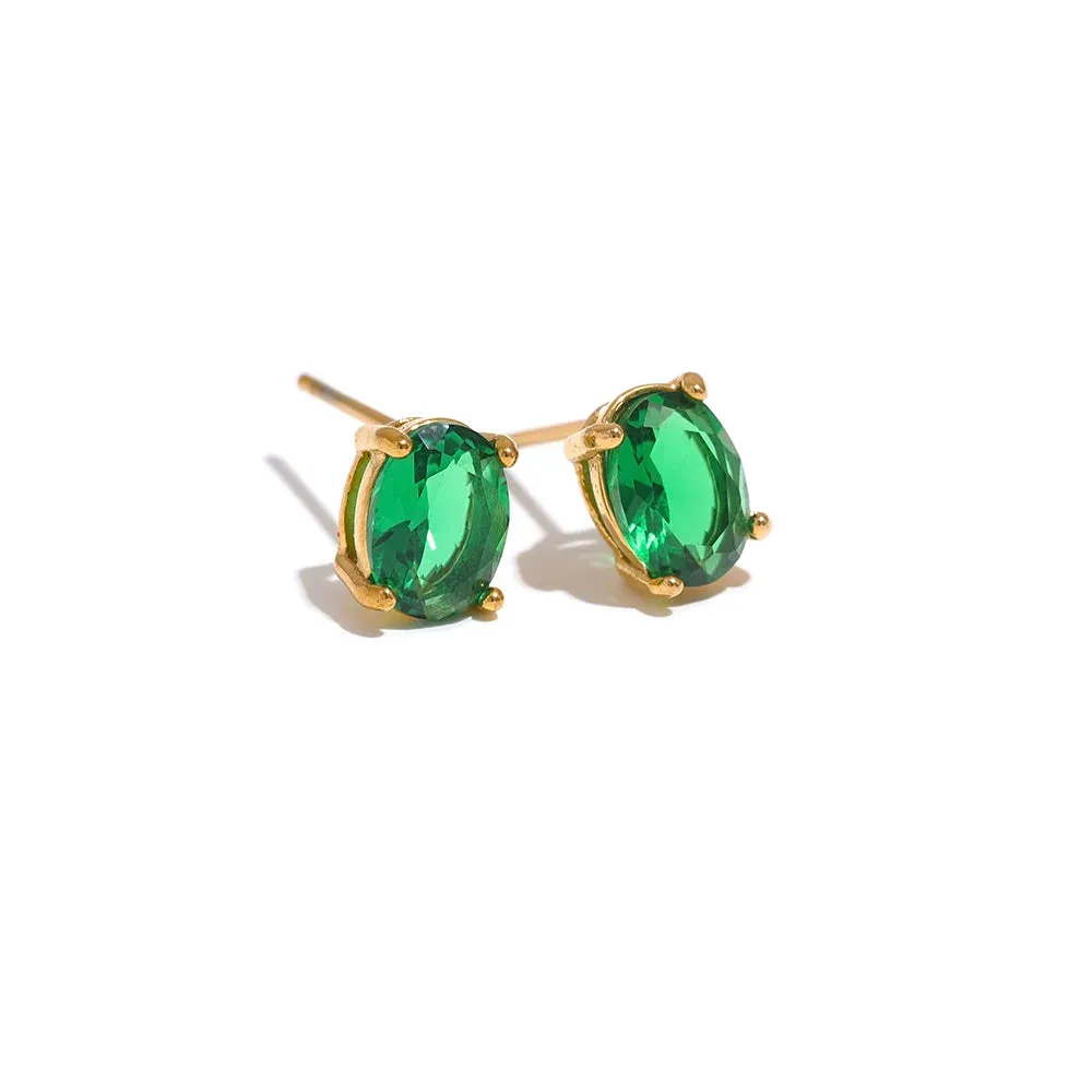 VAIGE Adjustable Stainless Steel Ring with Chic White and Green Cubic Zirconia - 18k Gold Plated Fashion Jewelry
