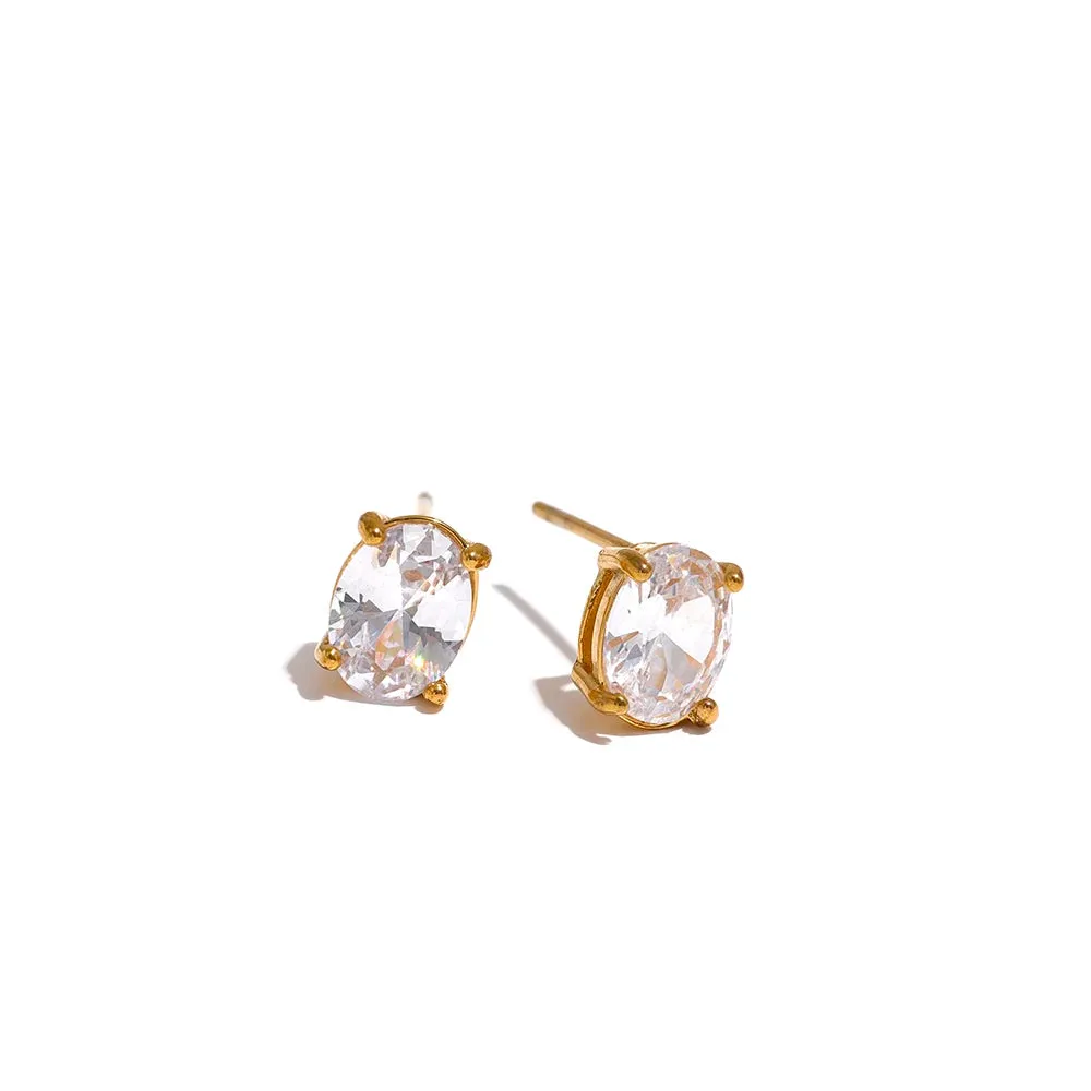 VAIGE Adjustable Stainless Steel Ring with Chic White and Green Cubic Zirconia - 18k Gold Plated Fashion Jewelry