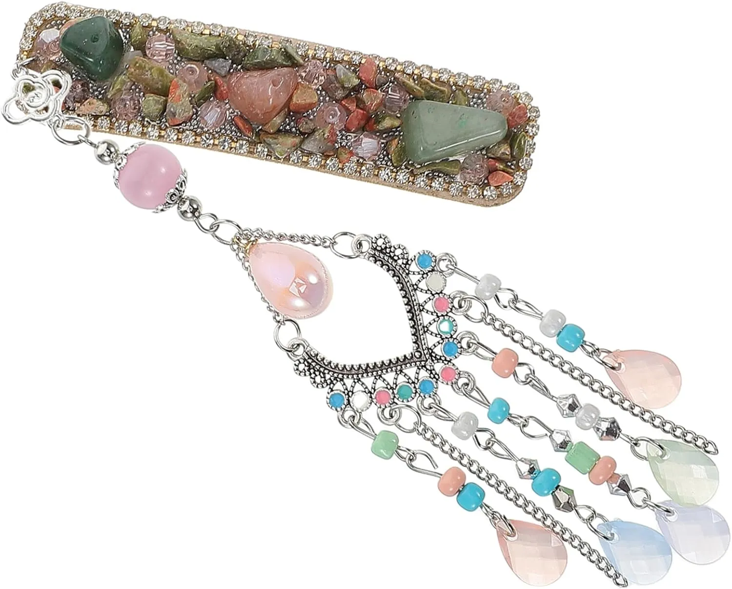 VALICLUD Exotic Rhinestone Tassel Hair Clips Unique Ethnic Style Barrettes Durable Wedding Accessories Eye Catching Design for Bridal Hair Styling