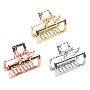 VinBee Small Claw Clips - 3 PACK, Strong Grip Hair Clips for Women, Small Metal Claw Hair Clips for Thick Hair, 1.1 * 1.57 inches (Silver   Gold   Rose Gold)