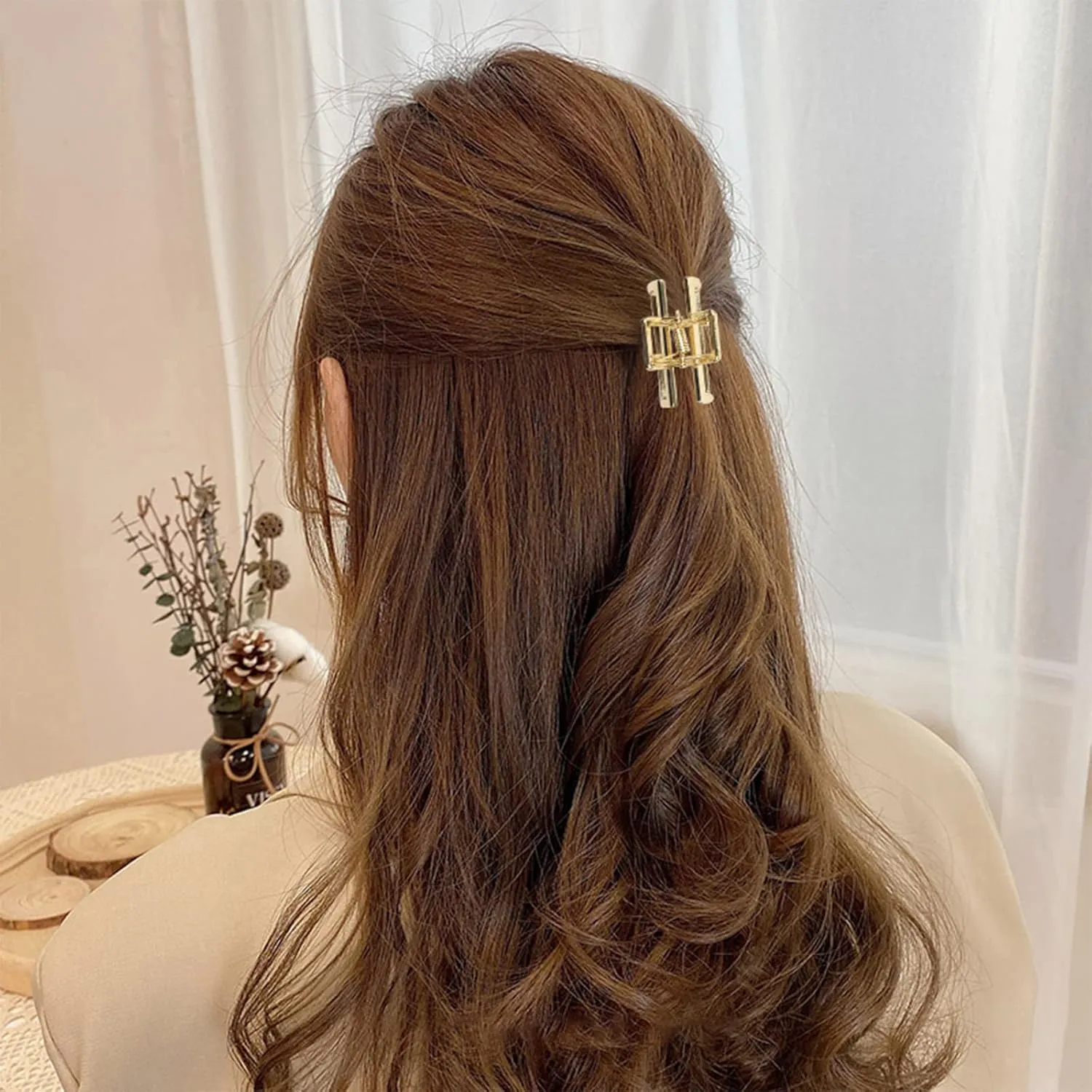 VinBee Small Claw Clips - 3 PACK, Strong Grip Hair Clips for Women, Small Metal Claw Hair Clips for Thick Hair, 1.1 * 1.57 inches (Silver   Gold   Rose Gold)