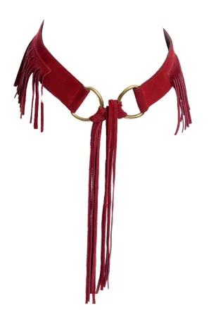 Vintage as new Red Suede Belt with Fringe