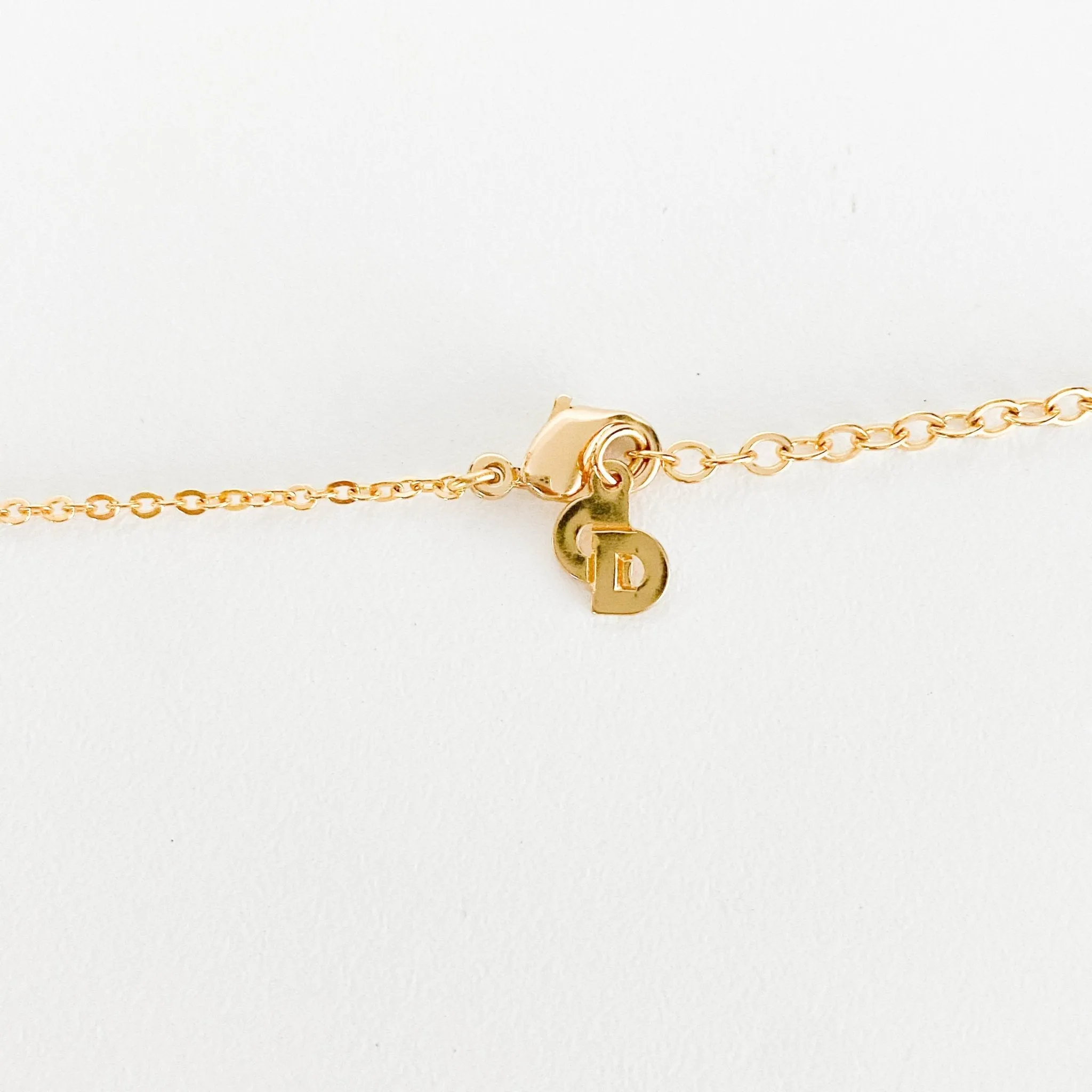 Vintage Dior Heart Shaped Rhinstones Logo Plate 43cm Gold Necklace