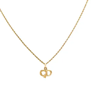 Vintage Dior Logo Plate 43cm Gold Necklace With a Bee Motif