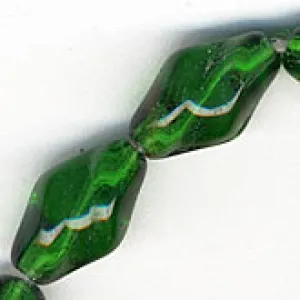 Vintage emerald twists. 13x8mm. Pkg of 6. b11-gr-0891(e)