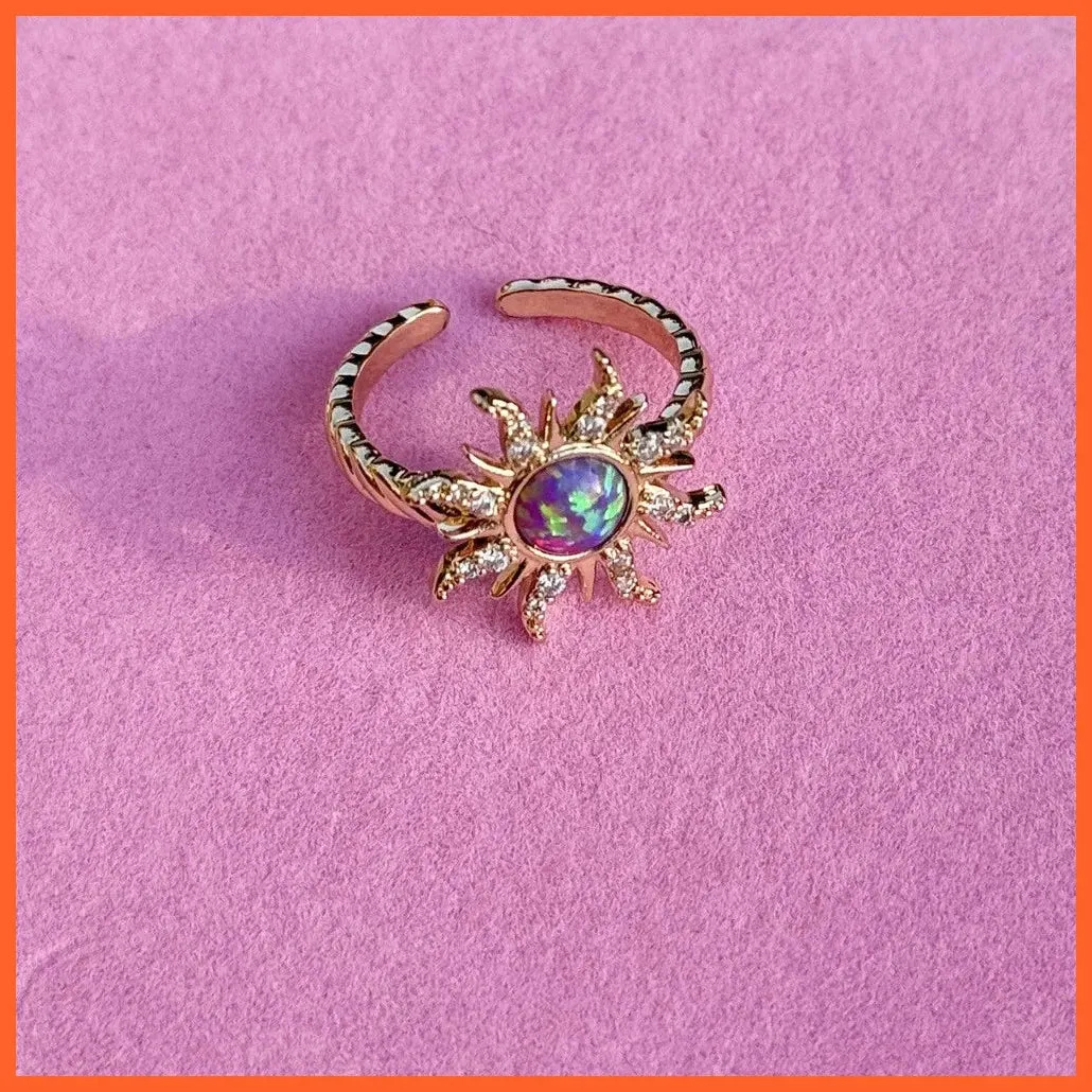 Vintage Opal Zircon Star Geometric Pendant Necklace Choker For Women
