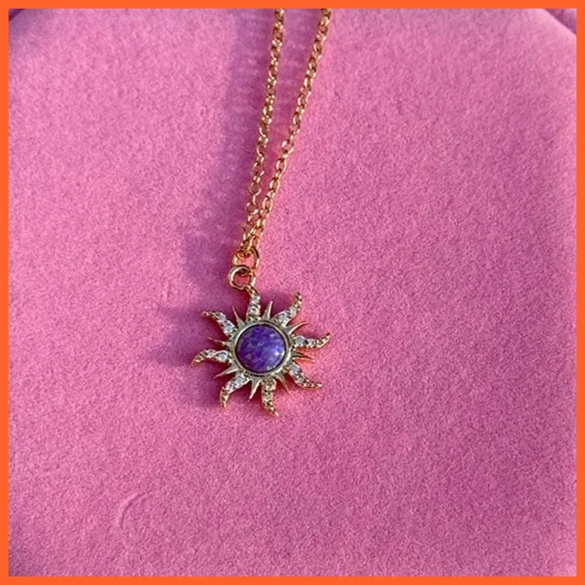Vintage Opal Zircon Star Geometric Pendant Necklace Choker For Women