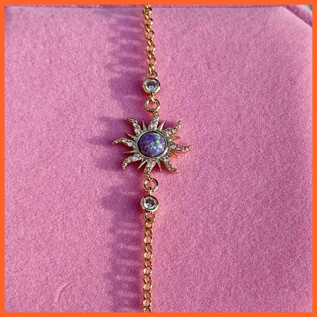 Vintage Opal Zircon Star Geometric Pendant Necklace Choker For Women
