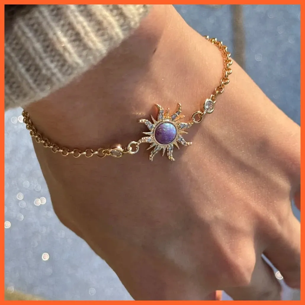 Vintage Opal Zircon Star Geometric Pendant Necklace Choker For Women