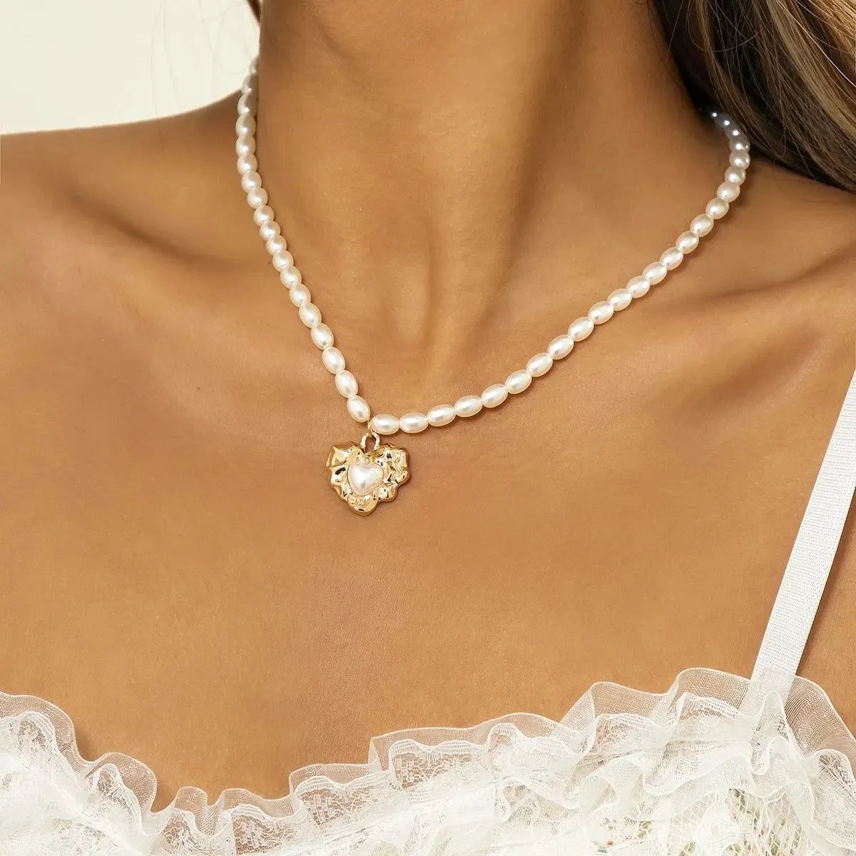 Vintage Pearl Heart Necklaces Collection