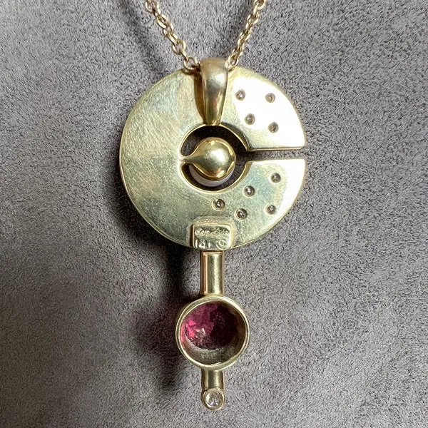 Vintage Pearl, Tourmaline & Diamond Pendant