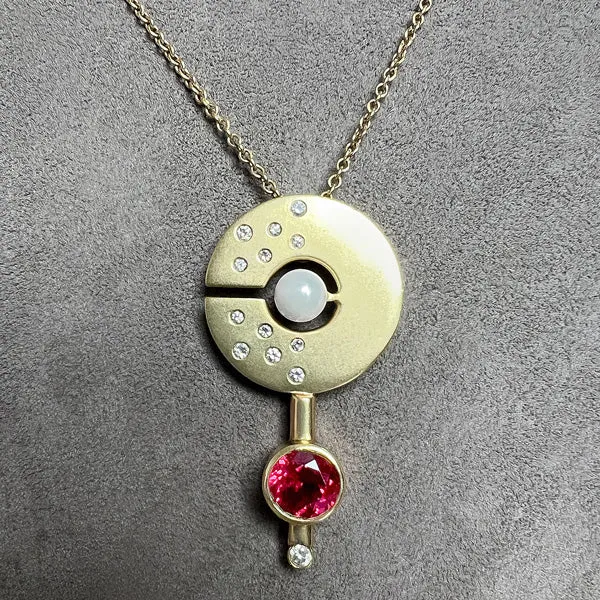 Vintage Pearl, Tourmaline & Diamond Pendant