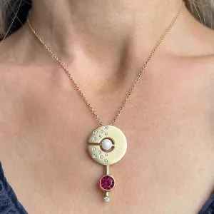 Vintage Pearl, Tourmaline & Diamond Pendant