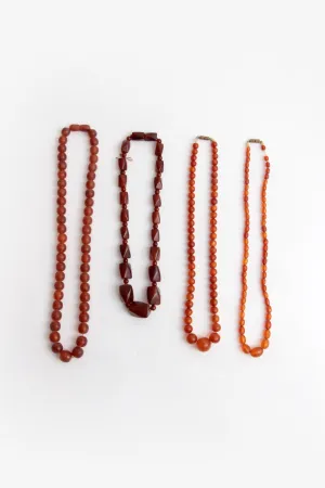 Vintage Set of Four Amber Necklaces, 1960s