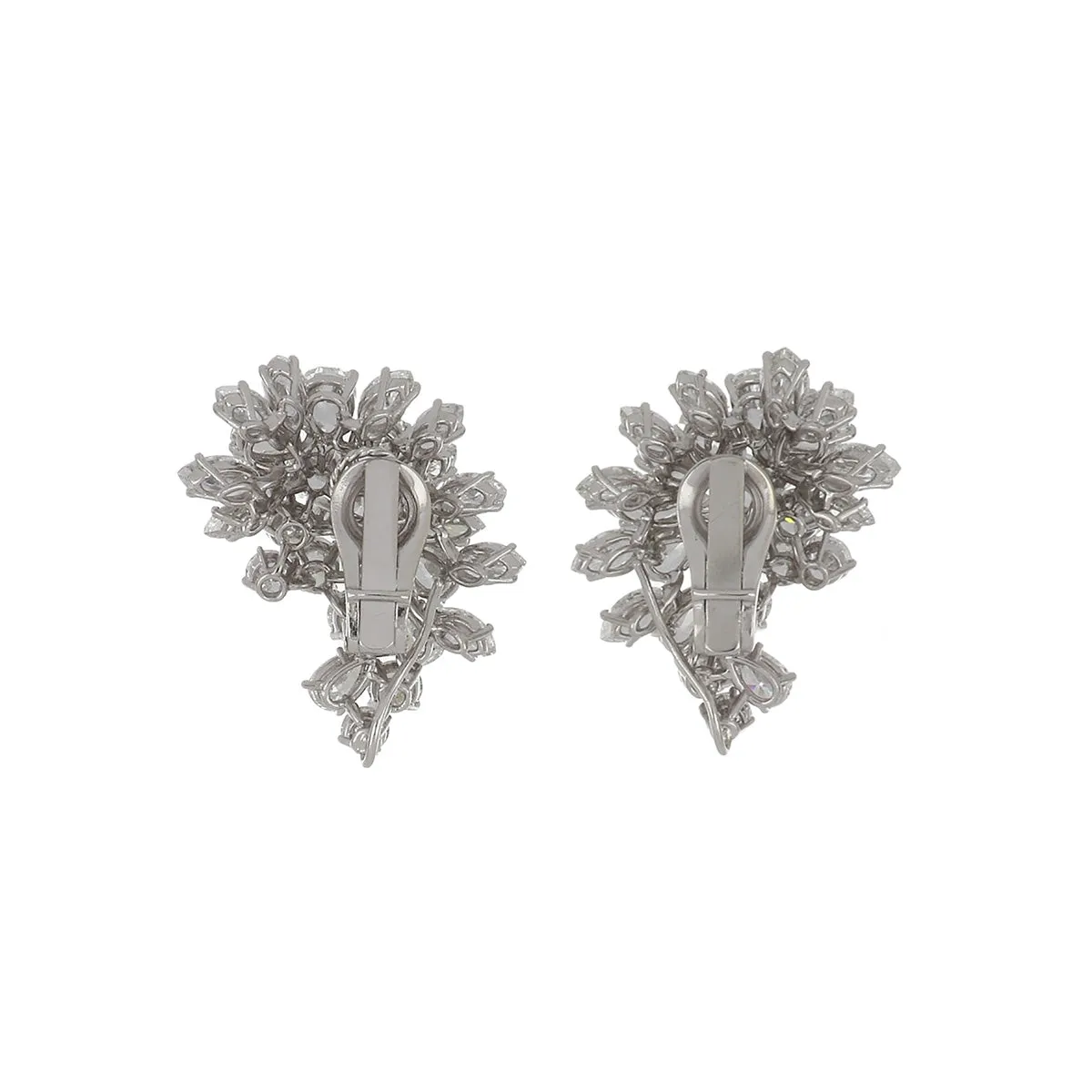 Vintage/Estate White Platinum Diamonds Clip Earrings