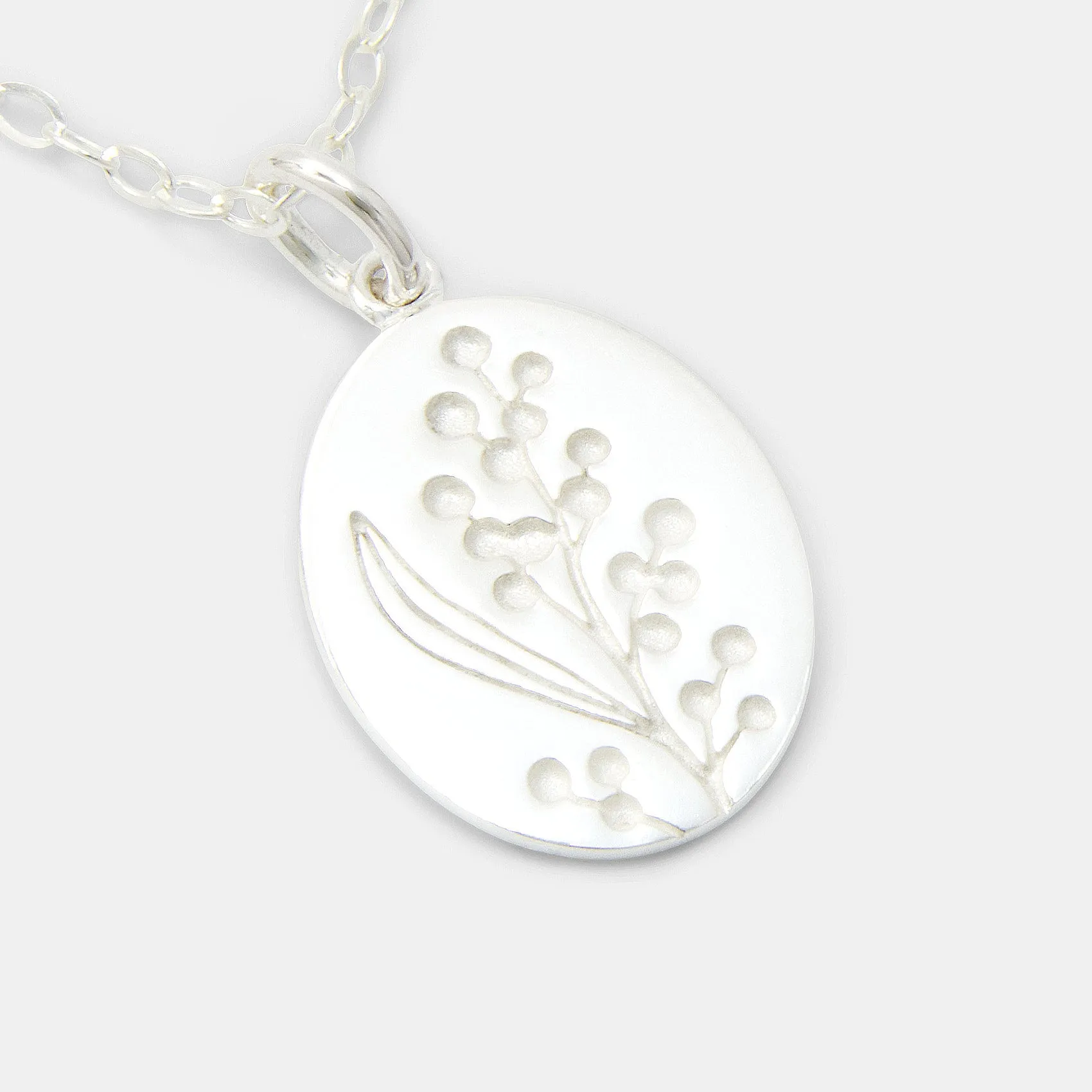 Wattle Flowers Silver Pendant Necklace