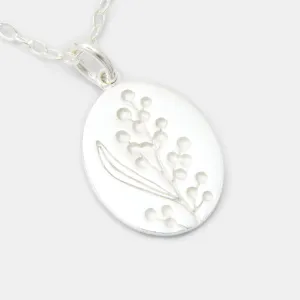 Wattle Flowers Silver Pendant Necklace