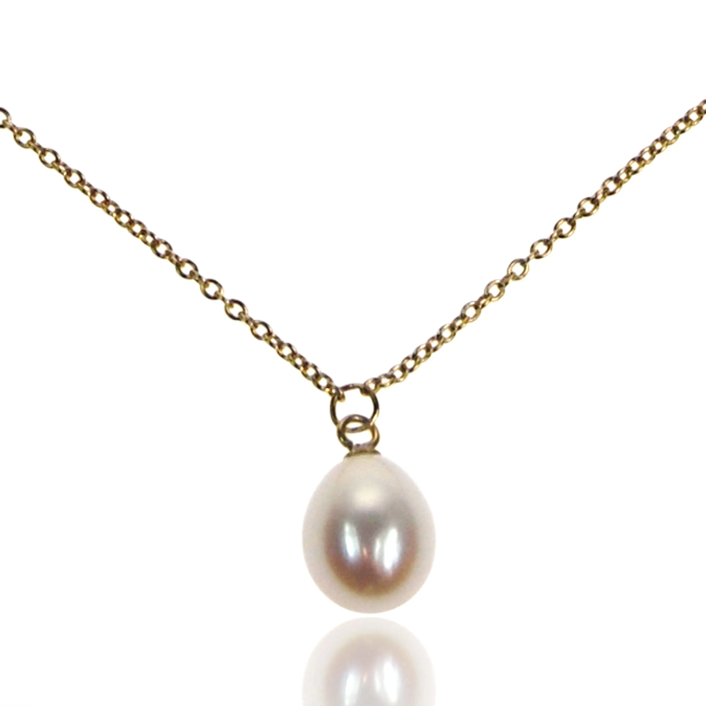 White Freshwater Pearl 'Simple' 18ct Gold Pendant