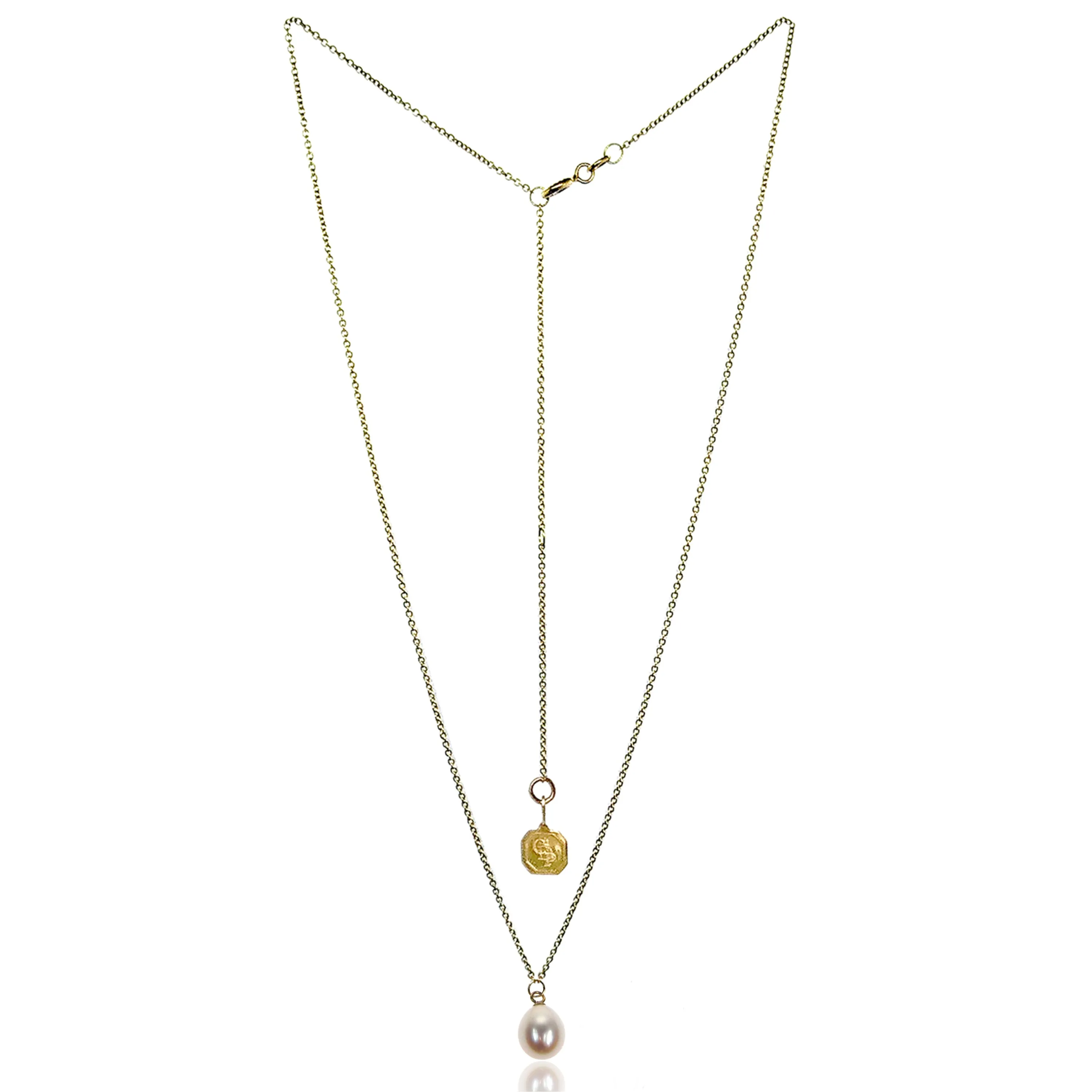 White Freshwater Pearl 'Simple' 18ct Gold Pendant